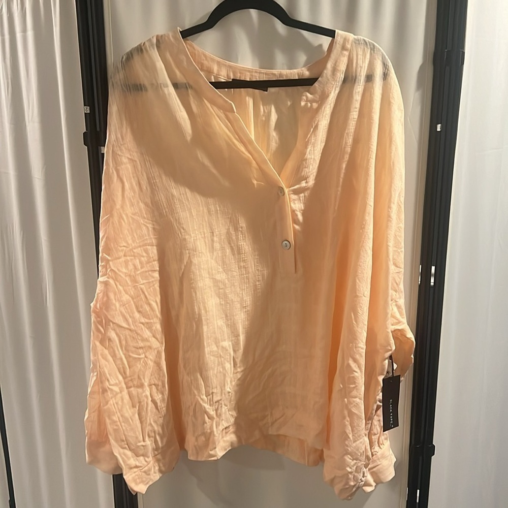 Black tape henley blouse